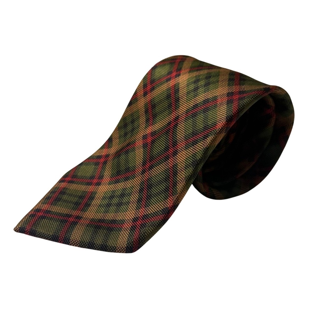 Brooks Brothers Tie Mens Green Red Plaid Silk Classic Handmade USA Makers